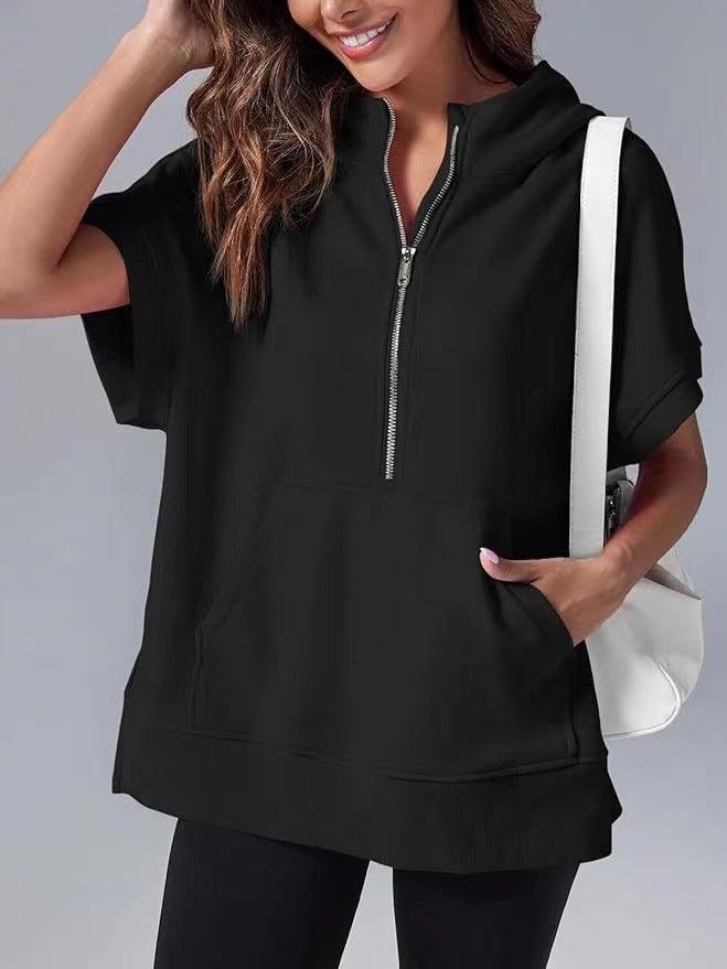 Women's Three-point Short-sleeved Hooded Sweater - Hipster Collections