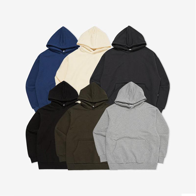 Terry Cotton Solid Color Sports Drop Shoulder Port Hoodie - Hipster Collections