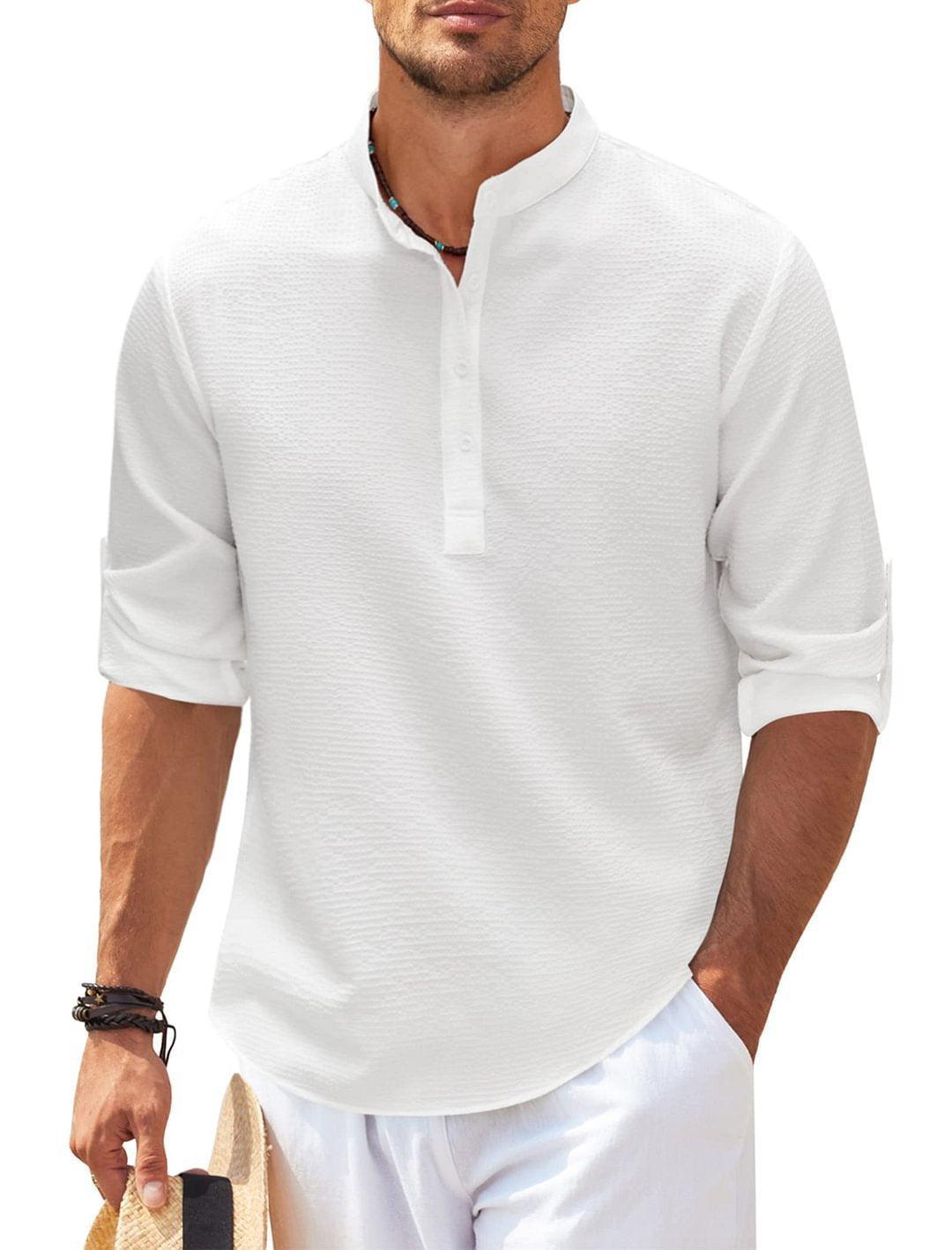 Stand Collar Button Shirt - Hipster Collections
