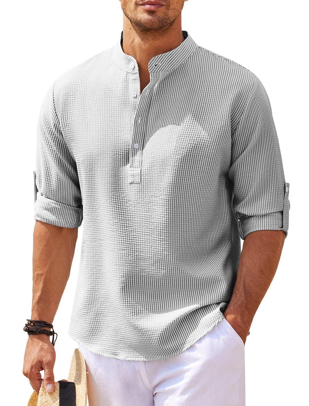 Stand Collar Button Shirt - Hipster Collections
