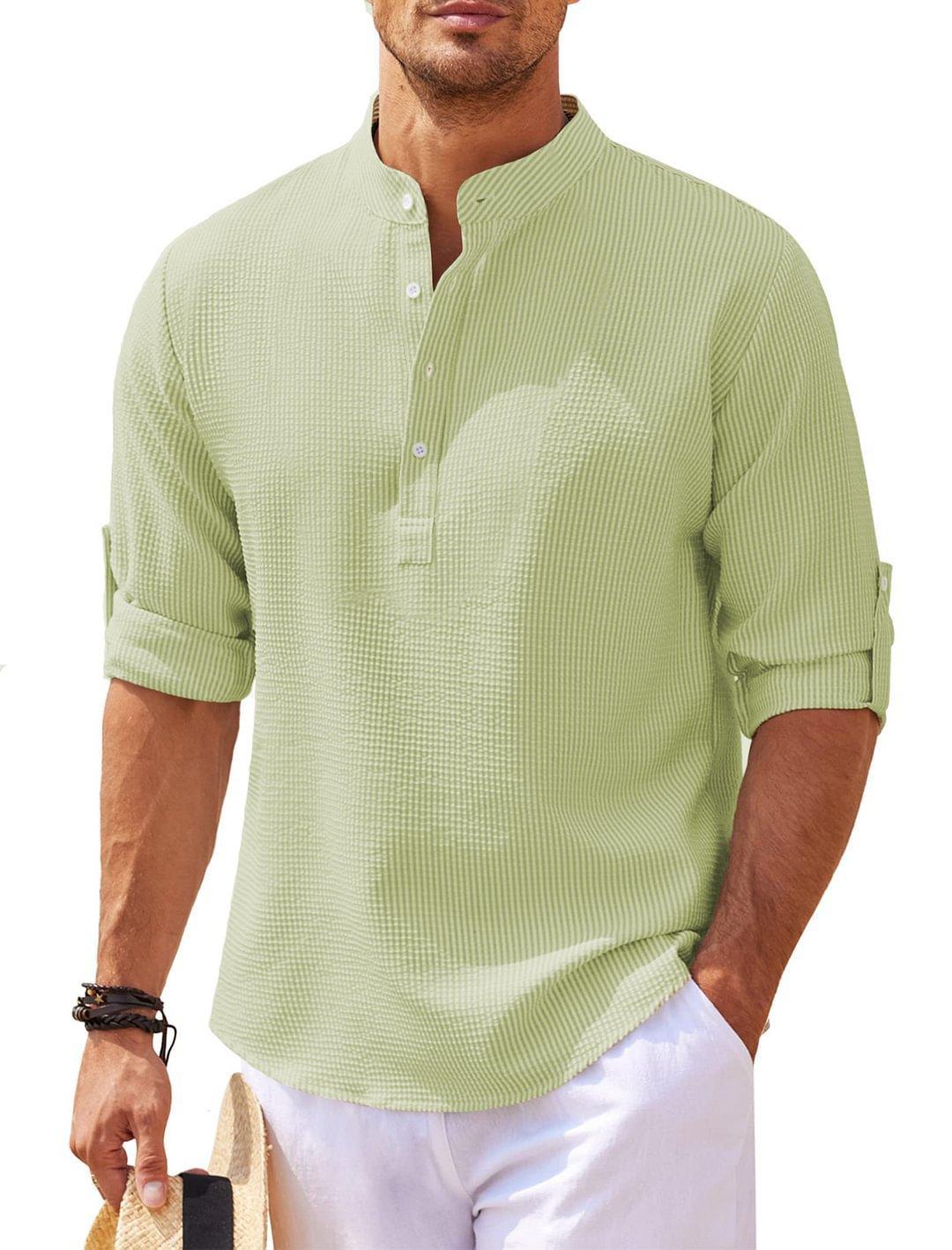 Stand Collar Button Shirt - Hipster Collections