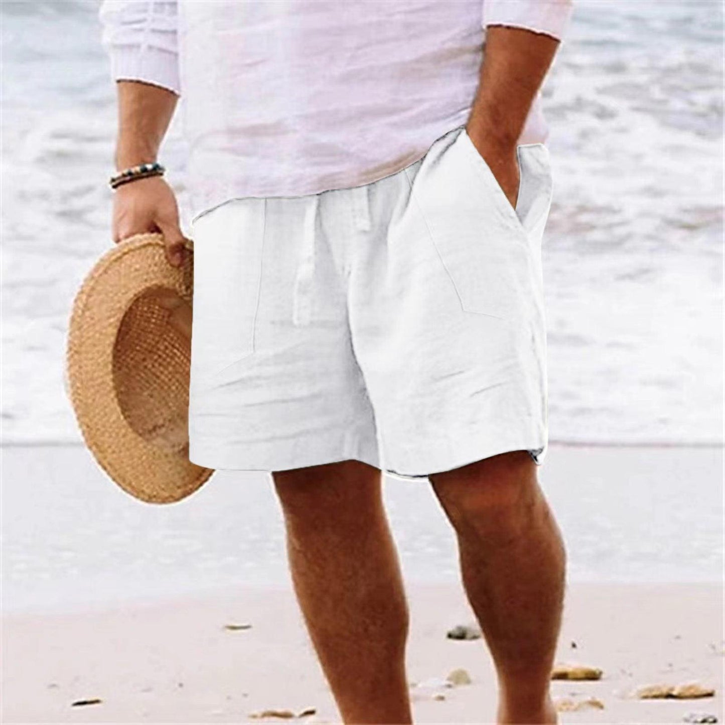 Men's Shorts Cotton And Linen Summer Drawstring Elastic - Hipster Collections