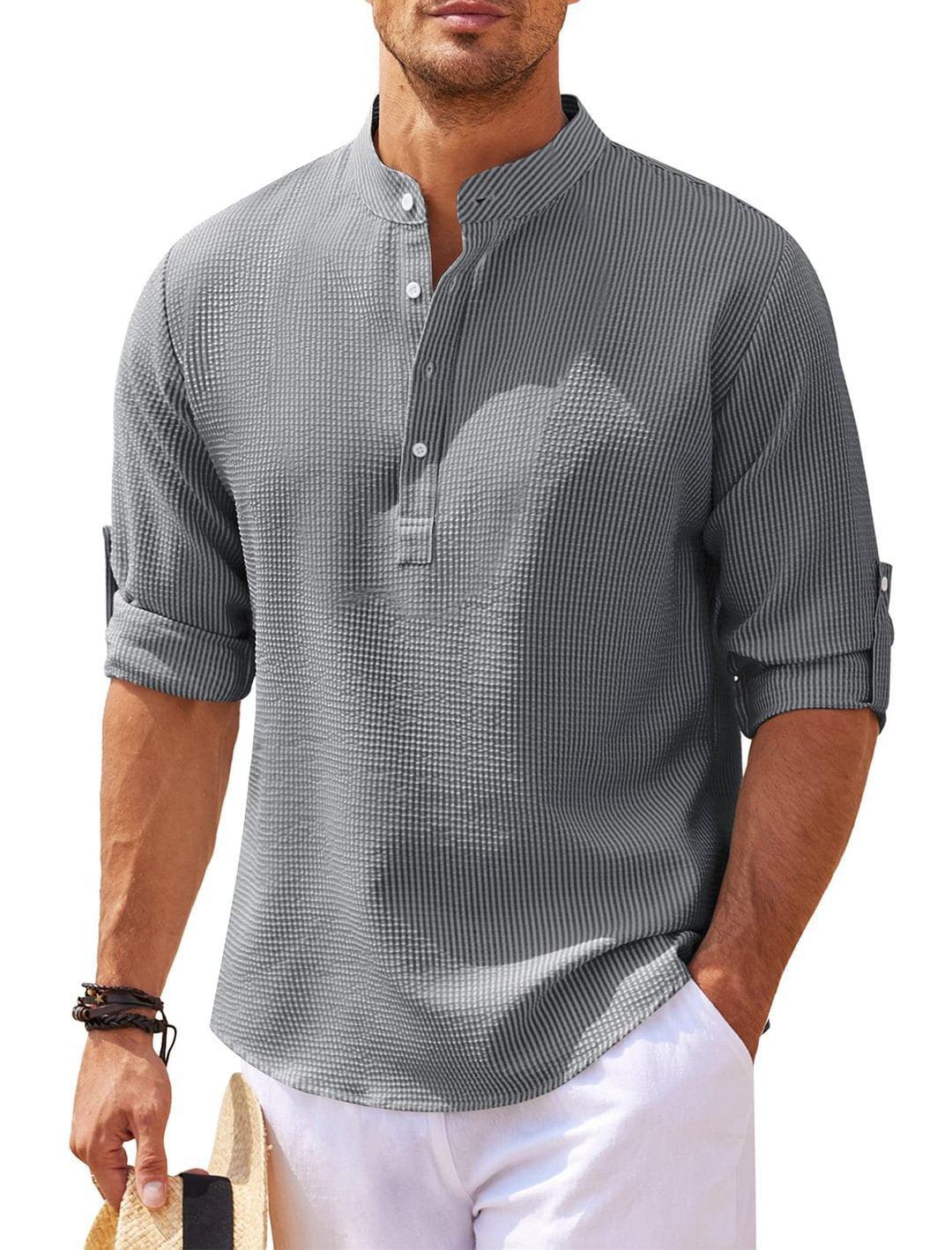 Stand Collar Button Shirt - Hipster Collections
