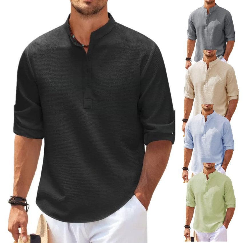 Stand Collar Button Shirt - Hipster Collections