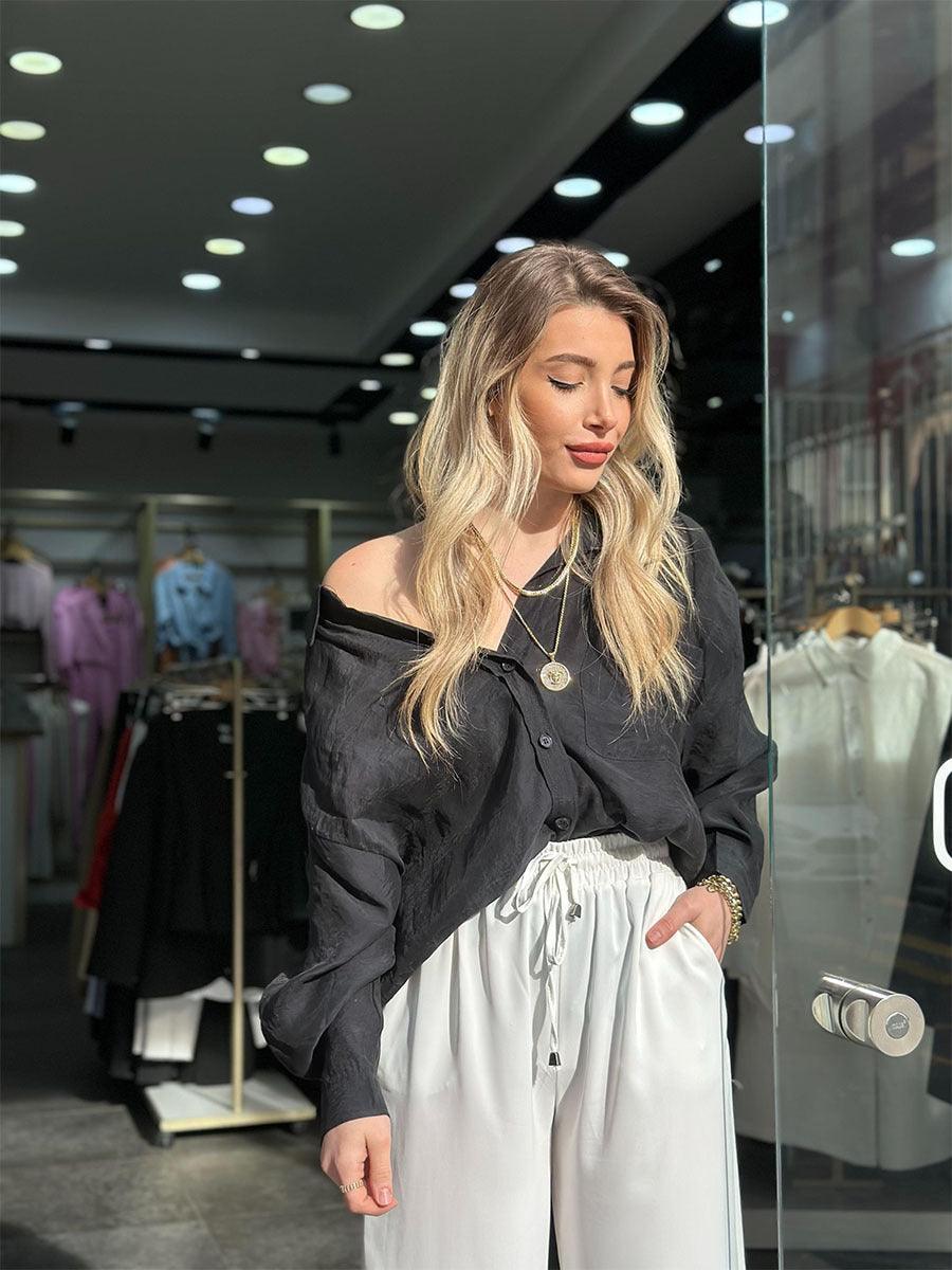 Tencel Large Profile Long Sleeve V-neck Casual Shirt - Hipster Collections