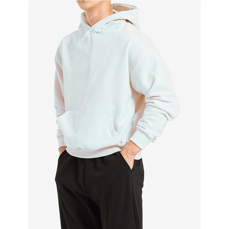 Terry Cotton Solid Color Sports Drop Shoulder Port Hoodie - Hipster Collections