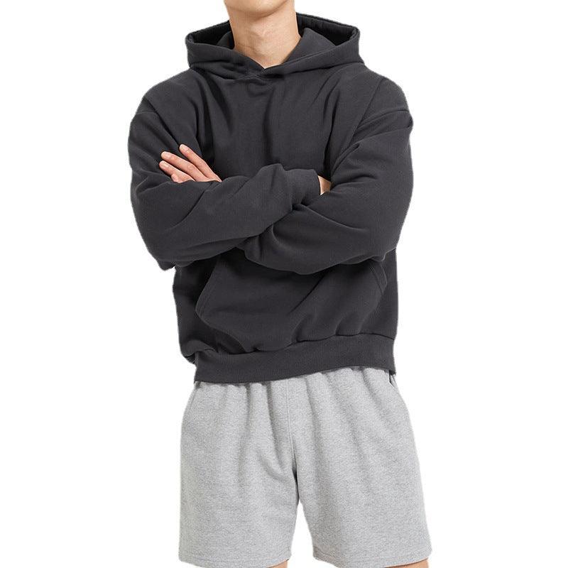 Terry Cotton Solid Color Sports Drop Shoulder Port Hoodie - Hipster Collections