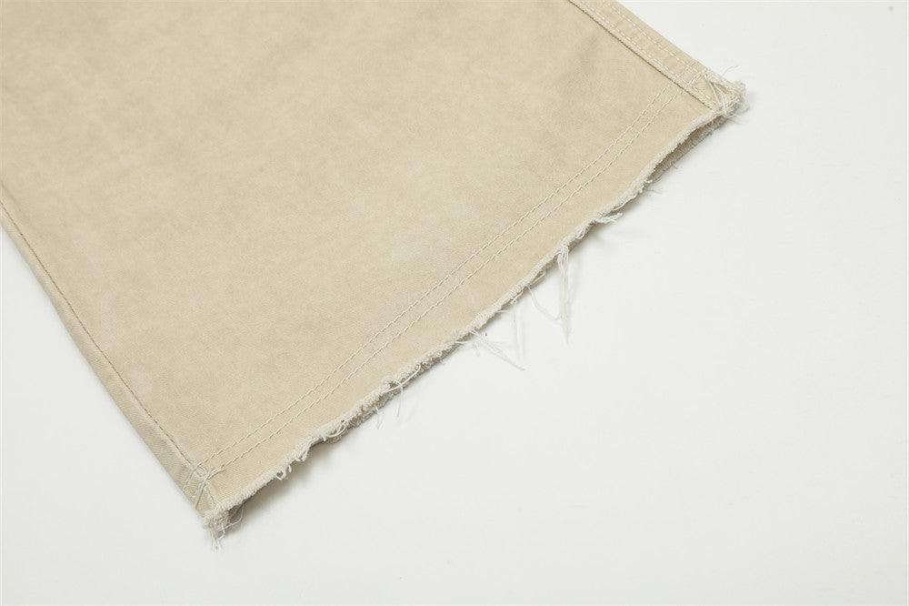 Washed Raw Edge Wide-leg Jeans Men - Hipster Collections