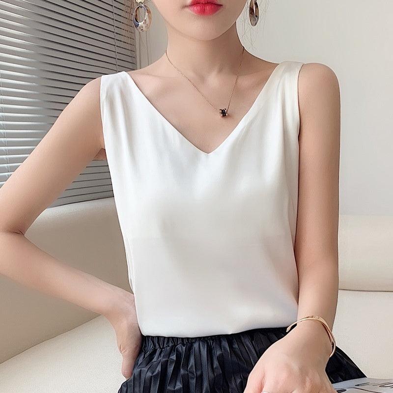 Camisole Women's Summer Inner Suit Silk Satin V-neck Top - Hipster Collections