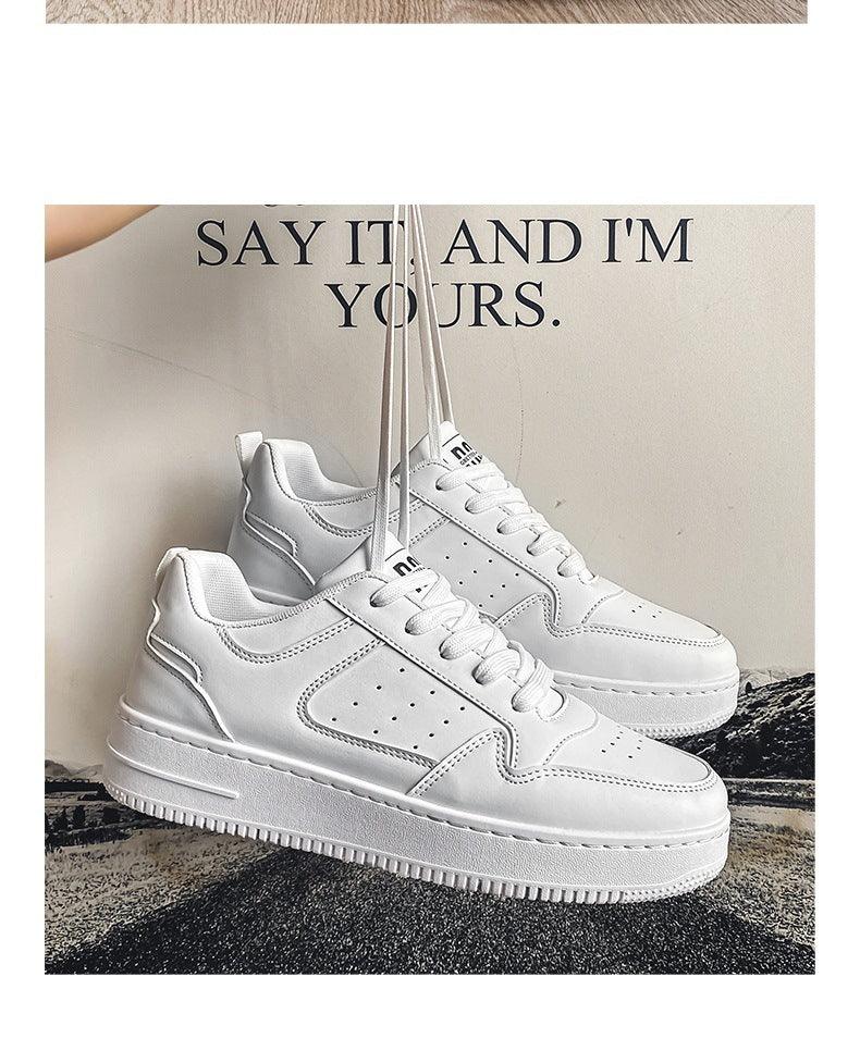 Leather Breathable Teen Trend All-matching Platform White Shoes - Hipster Collections