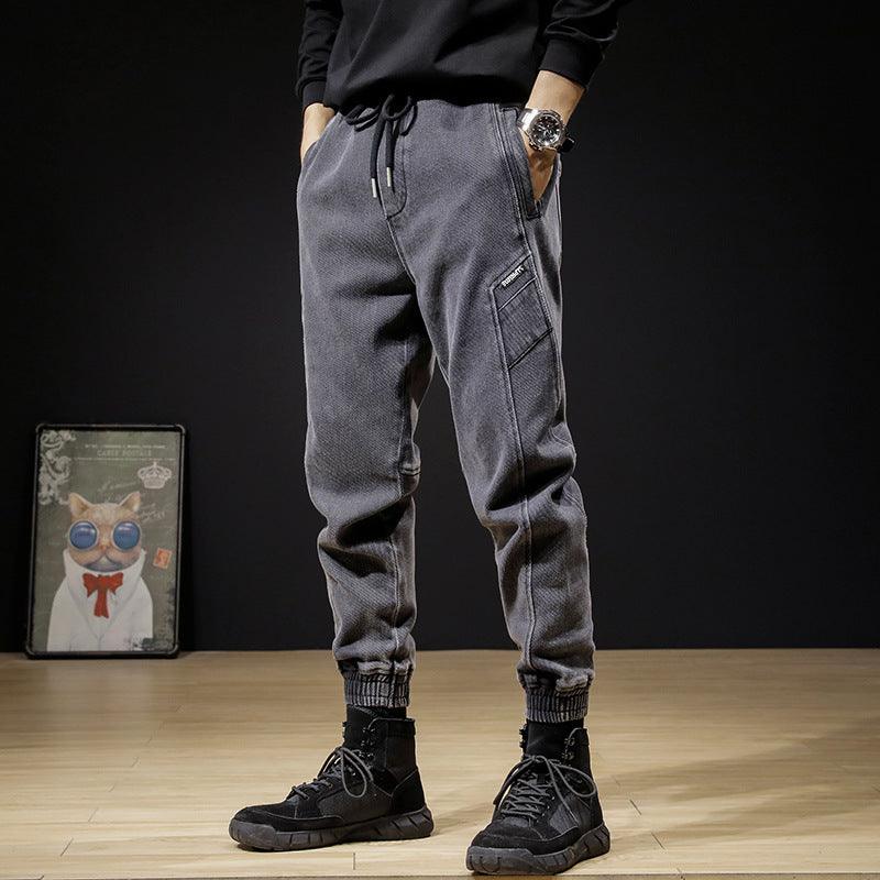 Labor Protection Work Jeans Plus Size Loose Tappered Drawstring Wear-resistant Stain-resistant Harem Pants - Hipster Collections