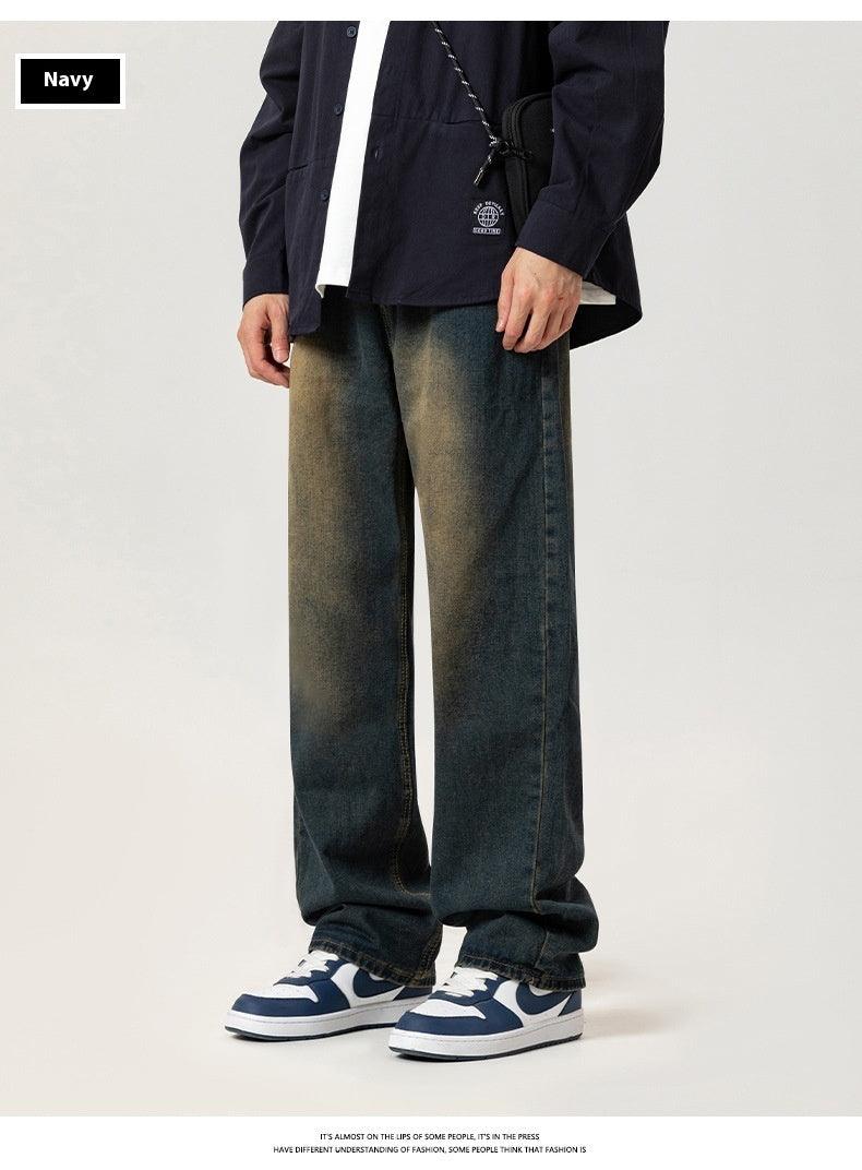 Washed Jeans Men's Spring American Wide Leg Leisure - Hipster Collections