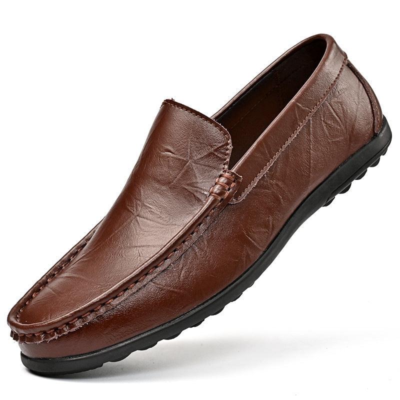 Men's Shoes Plus Size Cowhide Slip-on Driving Shoes Lightweight Retro Easy Matching Gommino Breathable - Hipster Collections