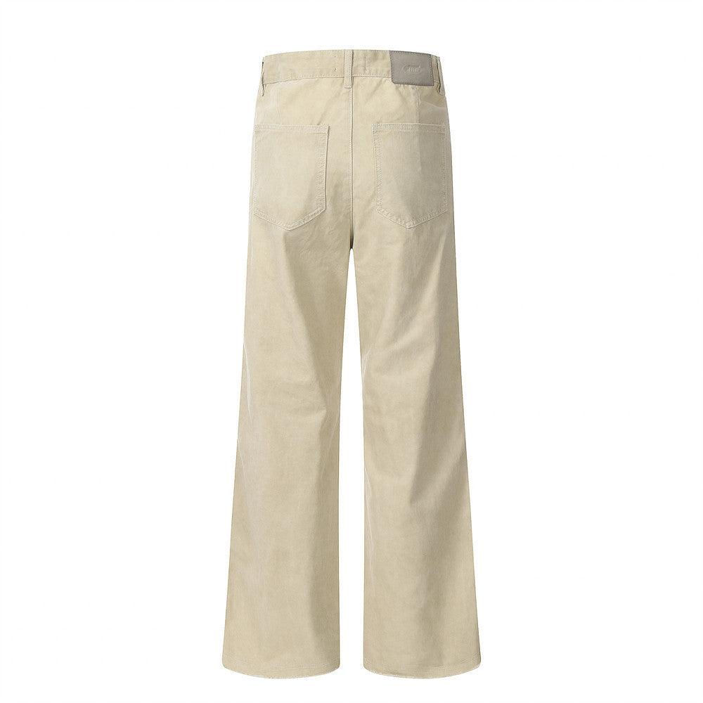 Washed Raw Edge Wide-leg Jeans Men - Hipster Collections