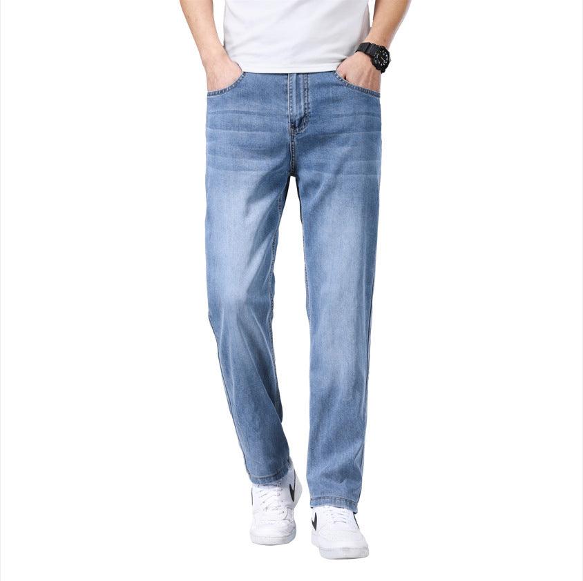 Men's Thin Loose Straight Ice Silk Jeans - Hipster Collections