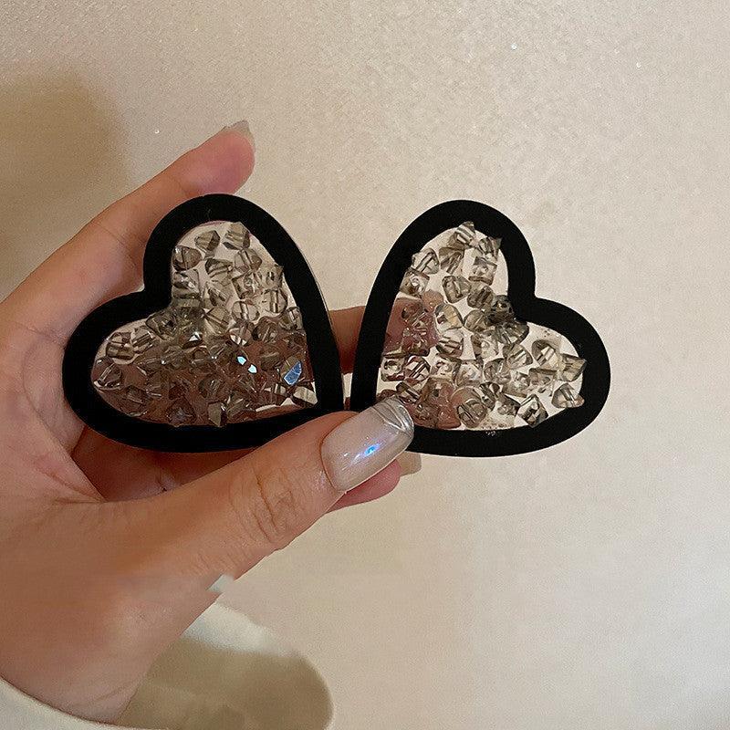 Silver Needle Irregular Stone Love Earrings - Hipster Collections