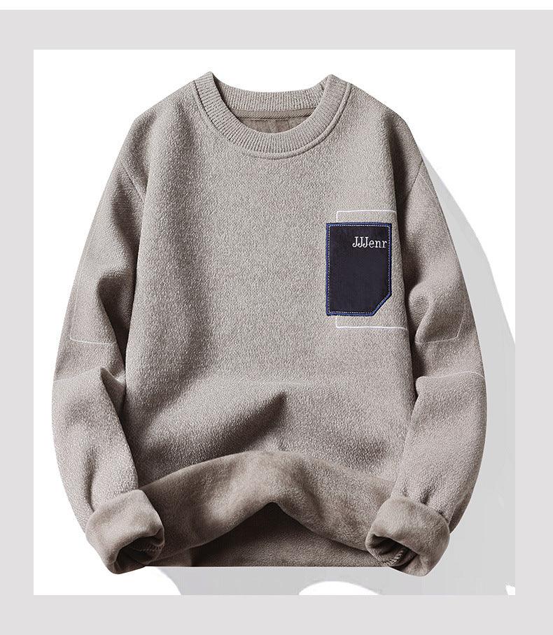Men's Sweater Round Neck Long Sleeve Sweater Loose Splicing Knitwear Bottoming Top - Hipster Collections