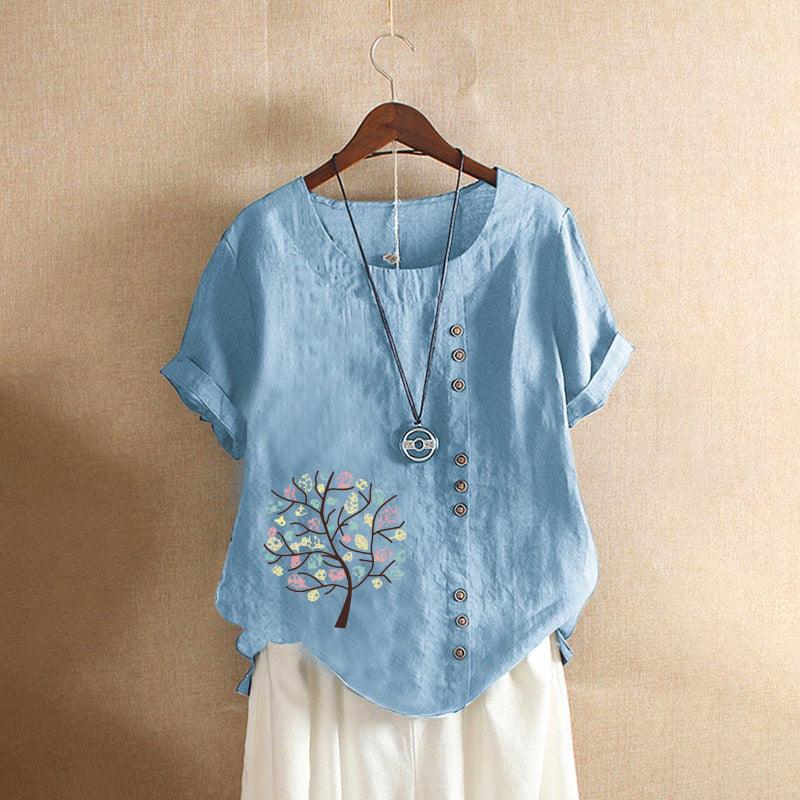 Women's Retro Plus Size Casual Loose Cotton-linen Shirt - Hipster Collections