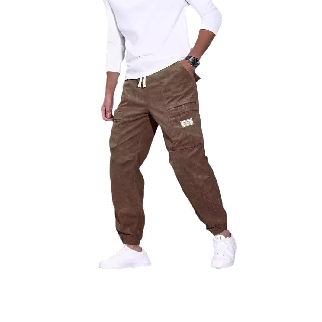 Corduroy Overalls Men's Ankle-tied Loose Casual Trousers Multi-pocket - Hipster Collections
