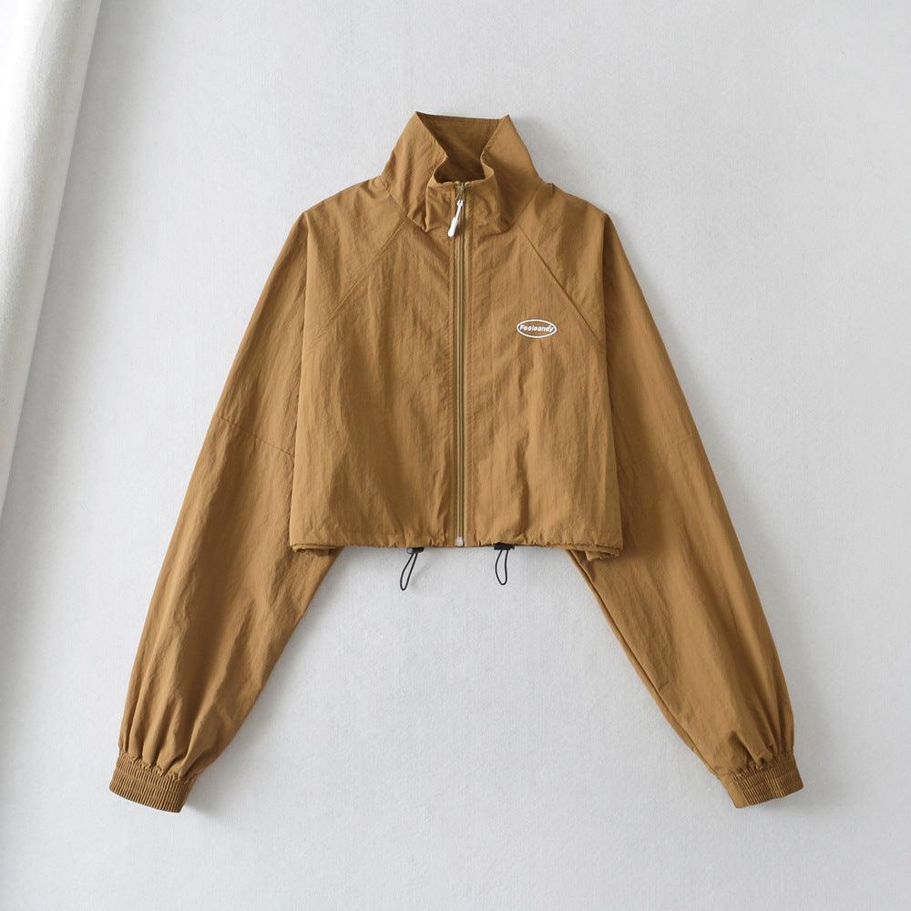 European And American Fashion Sports Style Stand Collar Zipper Cardigan Elastic Cuff Windproof Short Coat - Hipster Collections