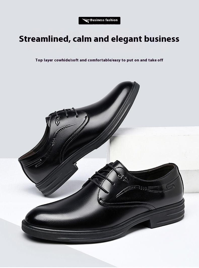 Men's Business Leather Shoes Men's Black Casual Genuine Cowhide Formal Wear Korean Fashion Shoes - Hipster Collections