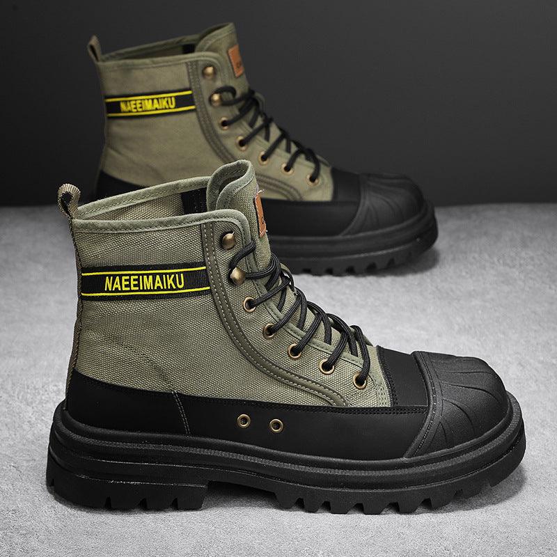 Thick-soled Canvas Casual Sports Men's All-match Work Motorcycle Boots - Hipster Collections