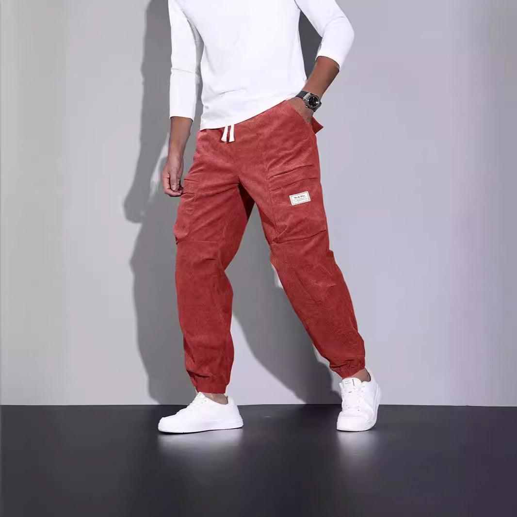 Corduroy Overalls Men's Ankle-tied Loose Casual Trousers Multi-pocket - Hipster Collections