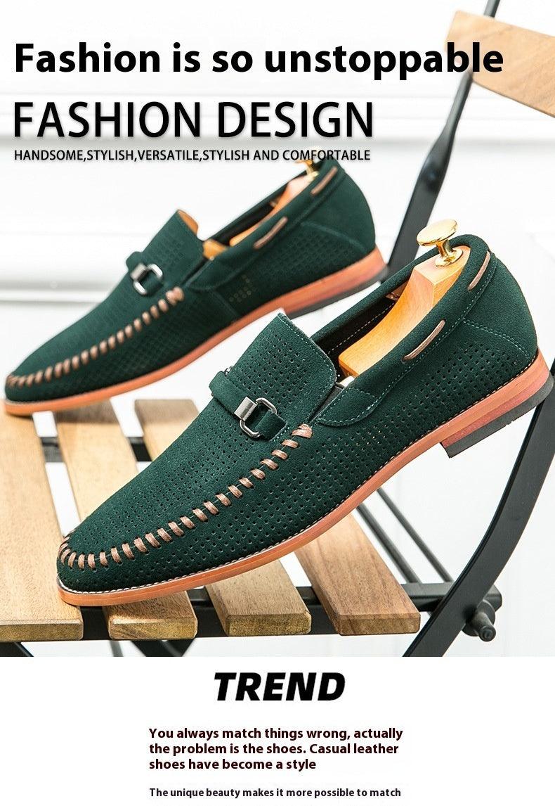 Punching Breathable Slip On Leather Shoes British - Hipster Collections