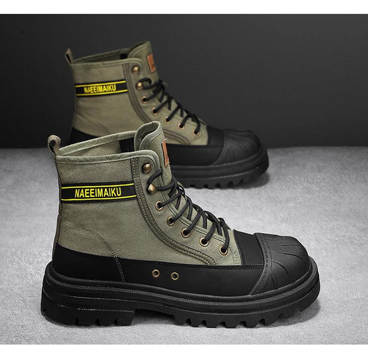 Thick-soled Canvas Casual Sports Men's All-match Work Motorcycle Boots - Hipster Collections