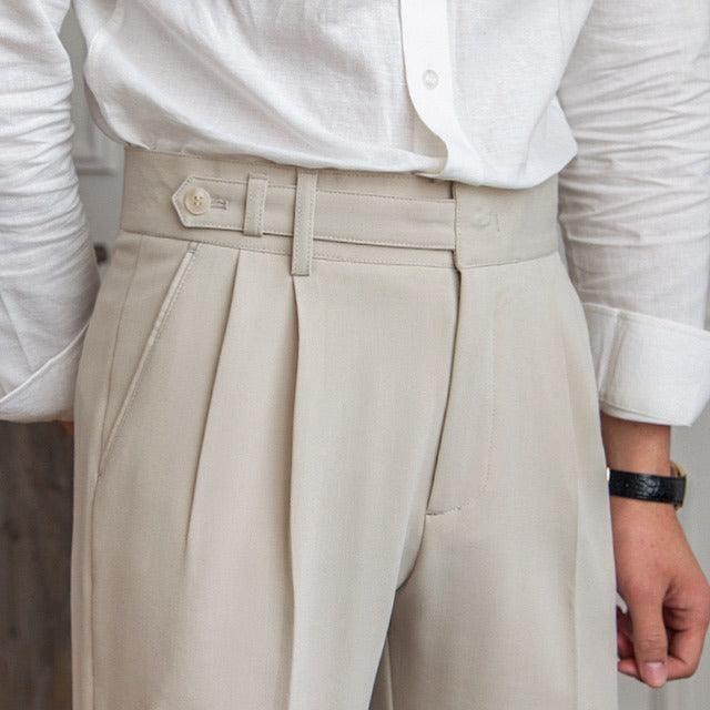 Casual Suit Pants Men's Paris Buckle Straight Business Small Suit Pants Naples Non-ironing All-match Suit Pants - Hipster Collections