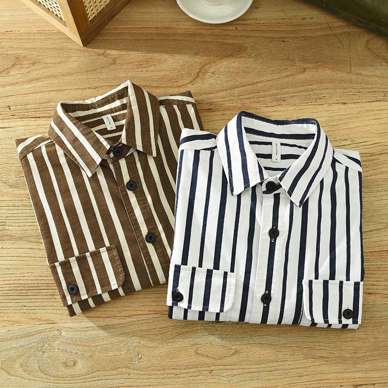 Young Men's Loose Re-work Striped Shirt - Hipster Collections