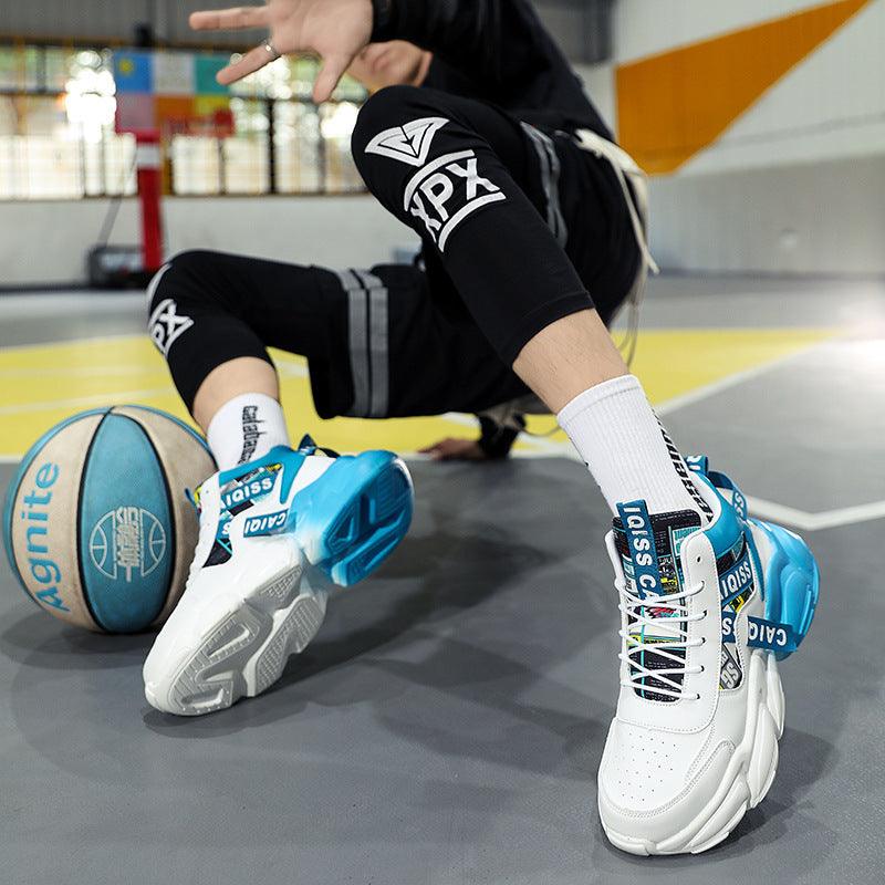 High-top Leather Basketball Shoes Velvet Warm Cotton Shoes Heighten Casual Shoes - Hipster Collections