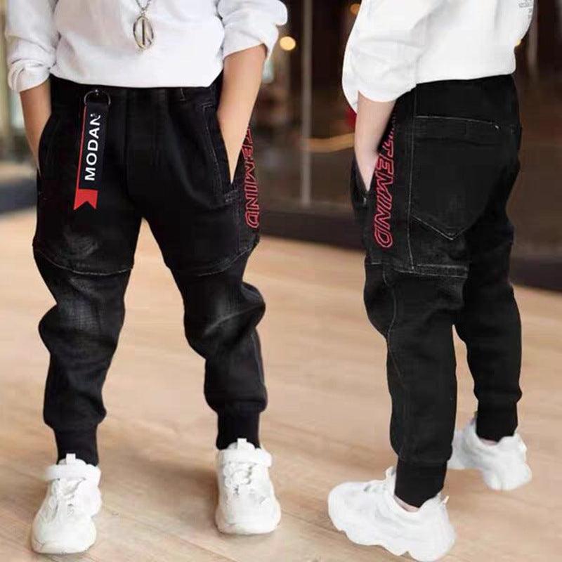Kids Black Jeans Single Pants Spring And Autumn Boys Pants - Hipster Collections