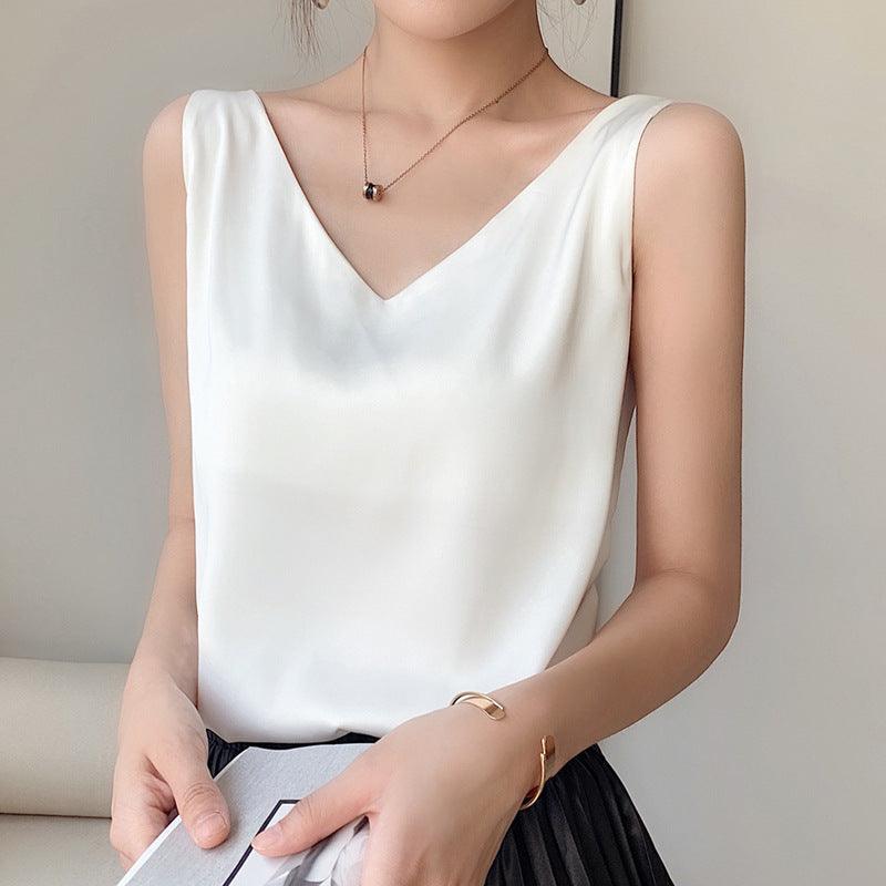 Camisole Women's Summer Inner Suit Silk Satin V-neck Top - Hipster Collections