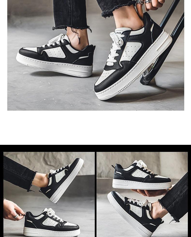 Leather Breathable Teen Trend All-matching Platform White Shoes - Hipster Collections