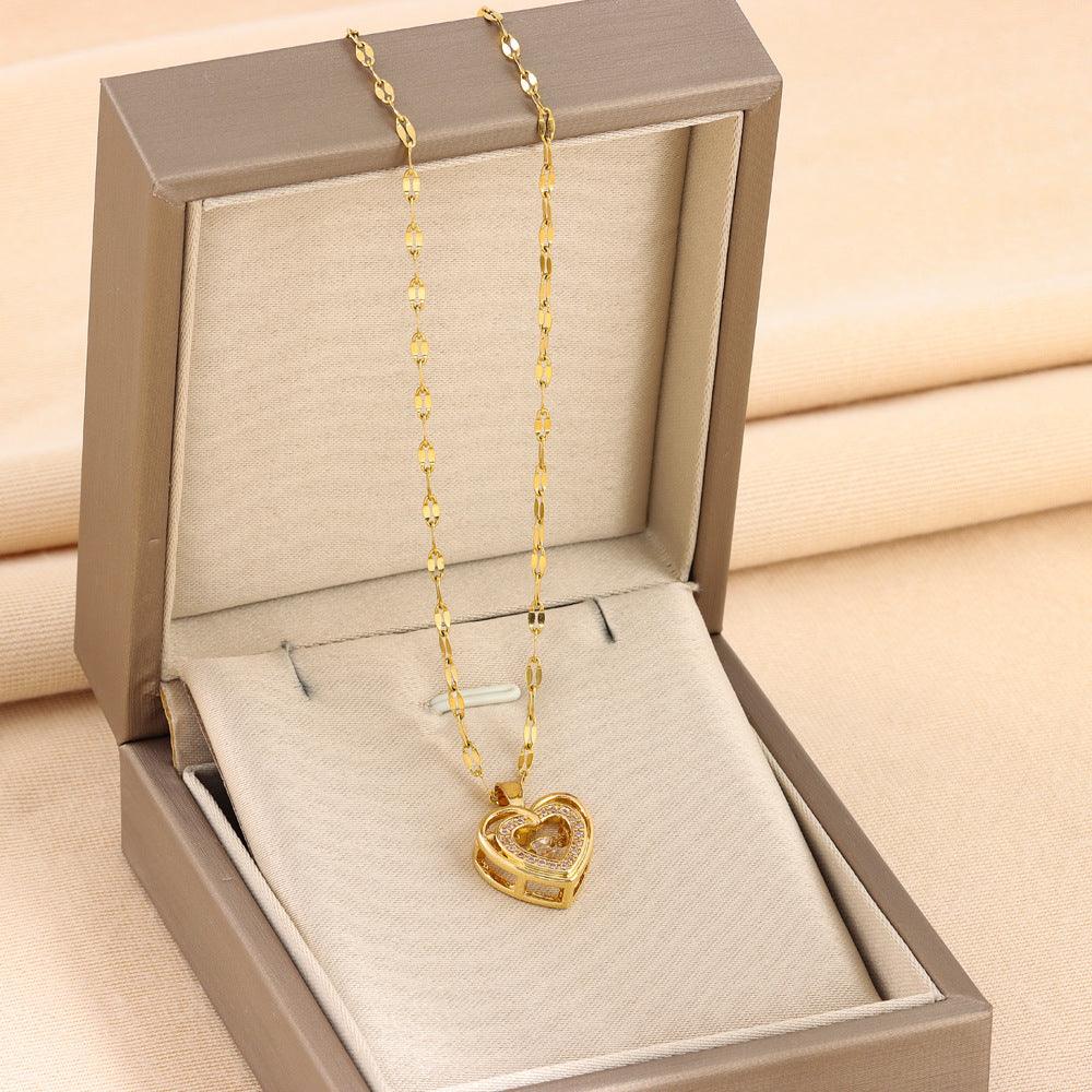 Double-layer Smart Love Pendant Titanium Steel Necklace - Hipster Collections