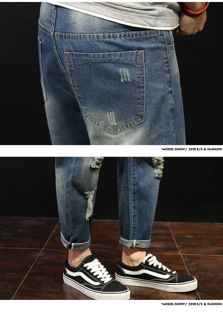 Men's Ripped Jeans Loose Overweight Man Plus Size Skinny Pants - Hipster Collections