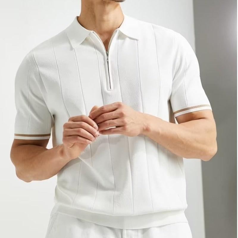 Short-Sleeved Polo Zipper T-shirt - Hipster Collections