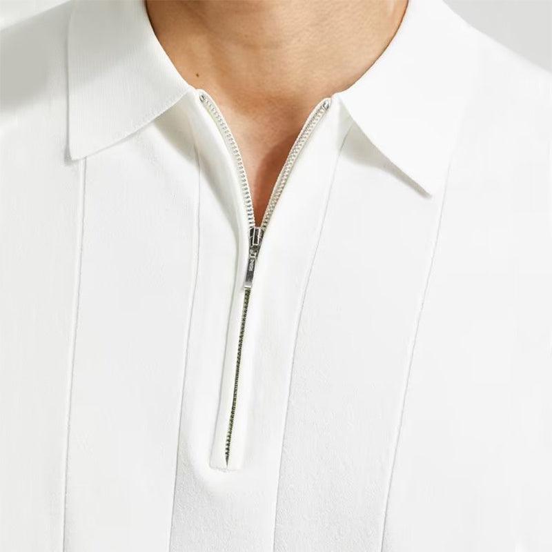 Short-Sleeved Polo Zipper T-shirt - Hipster Collections