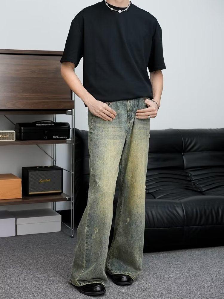 Loose All-match American Retro Distressed Wide-leg Jeans For Men - Hipster Collections