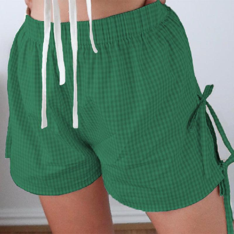 Loose Plaid Print Shorts With Lace-up - Hipster Collections