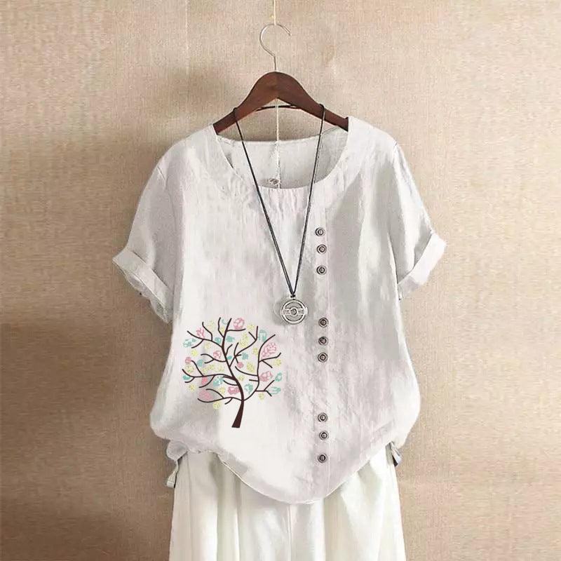 Women's Retro Plus Size Casual Loose Cotton-linen Shirt - Hipster Collections