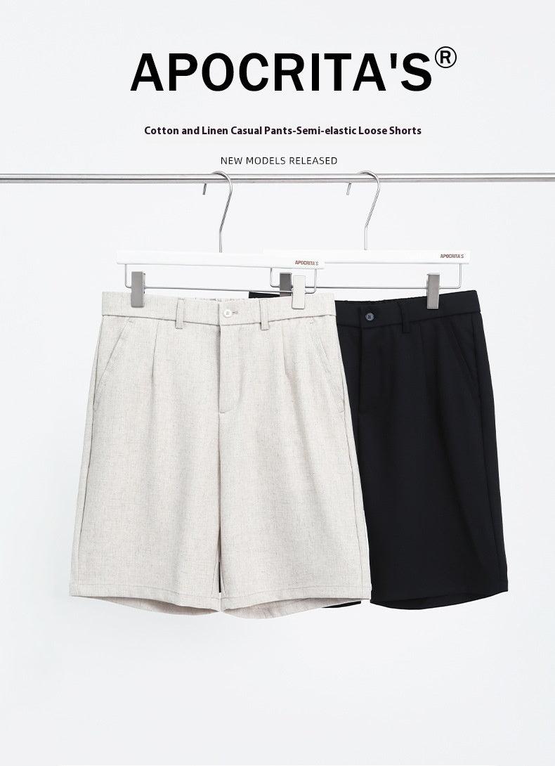 Men's Simple Solid Color Casual Cotton Linen Shorts - Hipster Collections