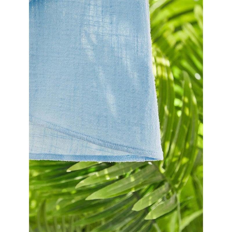 Blue Cotton Linen V-neck T-shirt Half Sleeve Shirt Loose Plus Size Women's Clothing - Hipster Collections