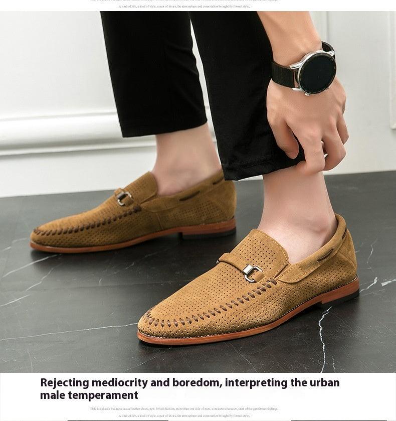 Punching Breathable Slip On Leather Shoes British - Hipster Collections
