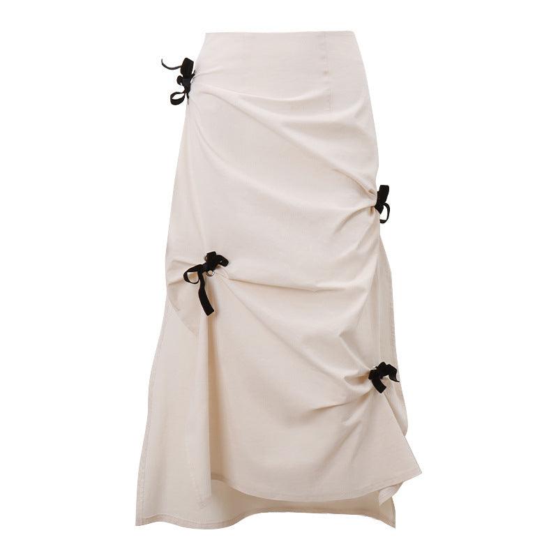 Sweet Girls' Retro Bow Bandage High Waist Temperament Split Skirt For Women - Hipster Collections