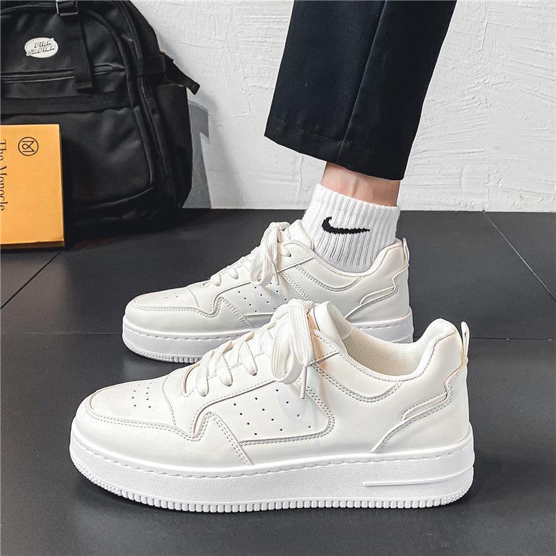 Leather Breathable Teen Trend All-matching Platform White Shoes - Hipster Collections