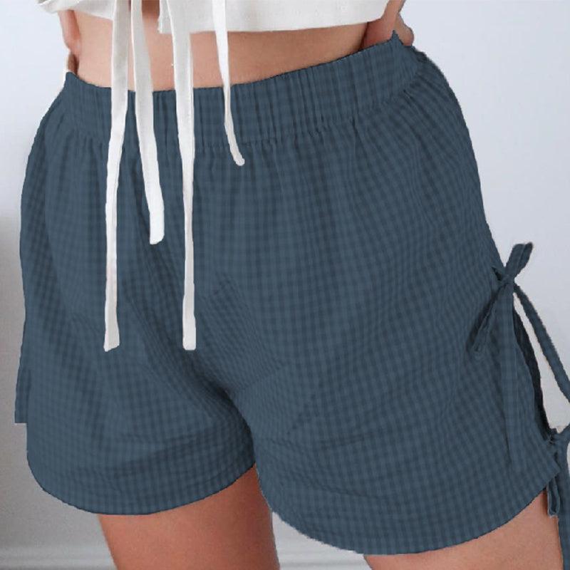 Loose Plaid Print Shorts With Lace-up - Hipster Collections