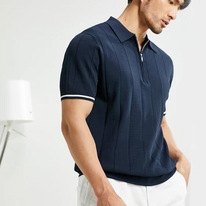 Short-Sleeved Polo Zipper T-shirt - Hipster Collections
