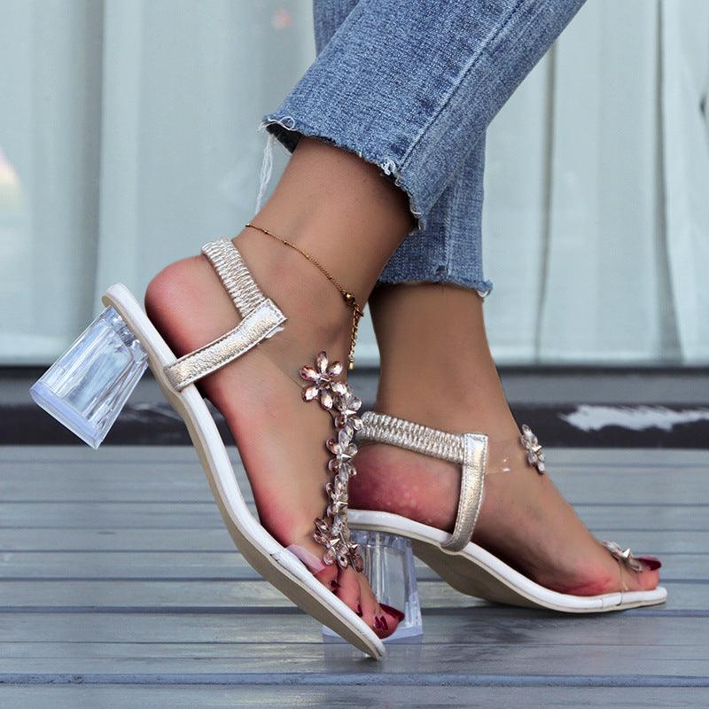 Sandals With Transparent High Square Heels - Hipster Collections
